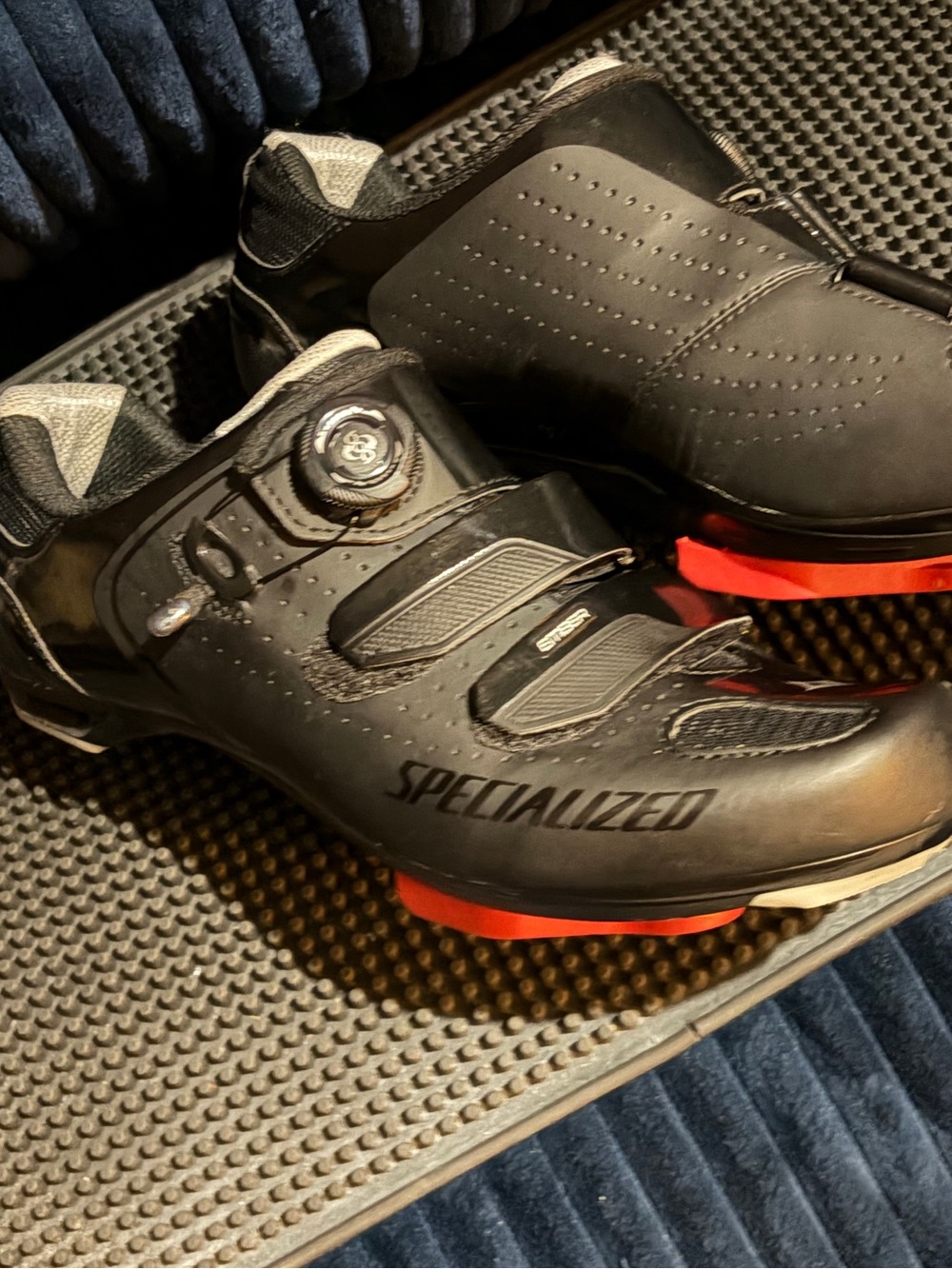 Specialized women’s Black Cycling Shoes with Red Sole Accents